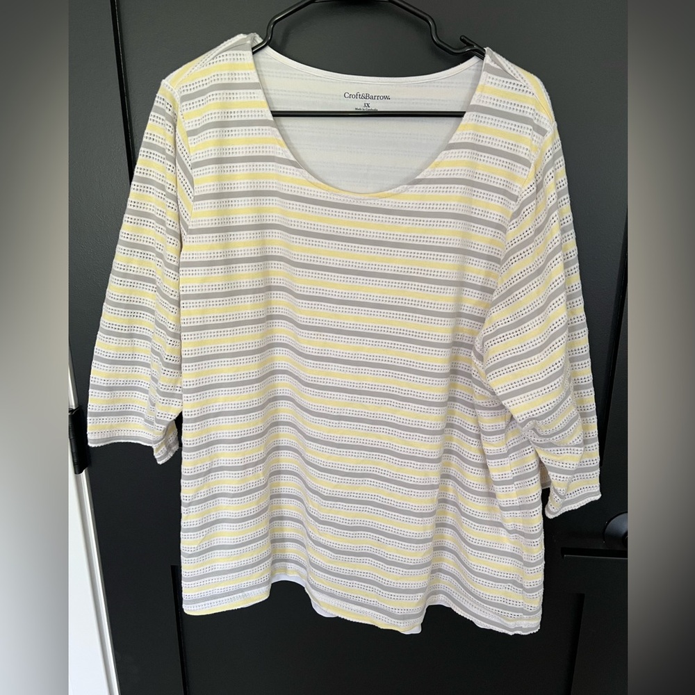 Croft & Barrow Yellow Striped Blouse